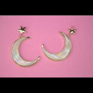 Abalone Shell Crescent Moon Earrings